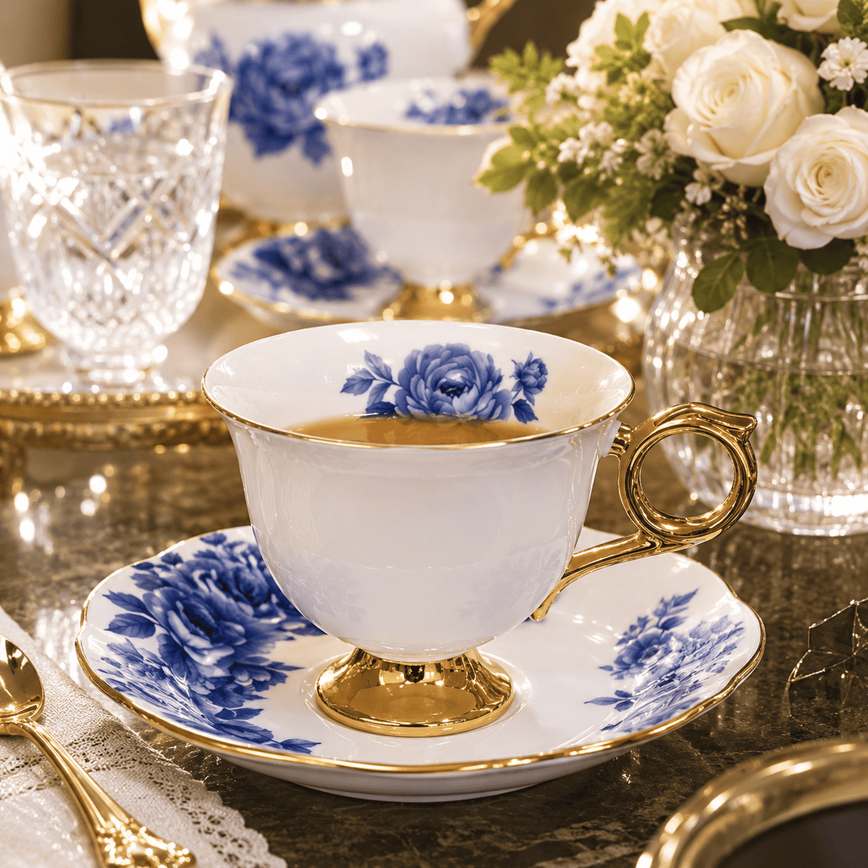 Bleu Royale - Jogo de Xícaras de Café 12 Peças em Porcelana