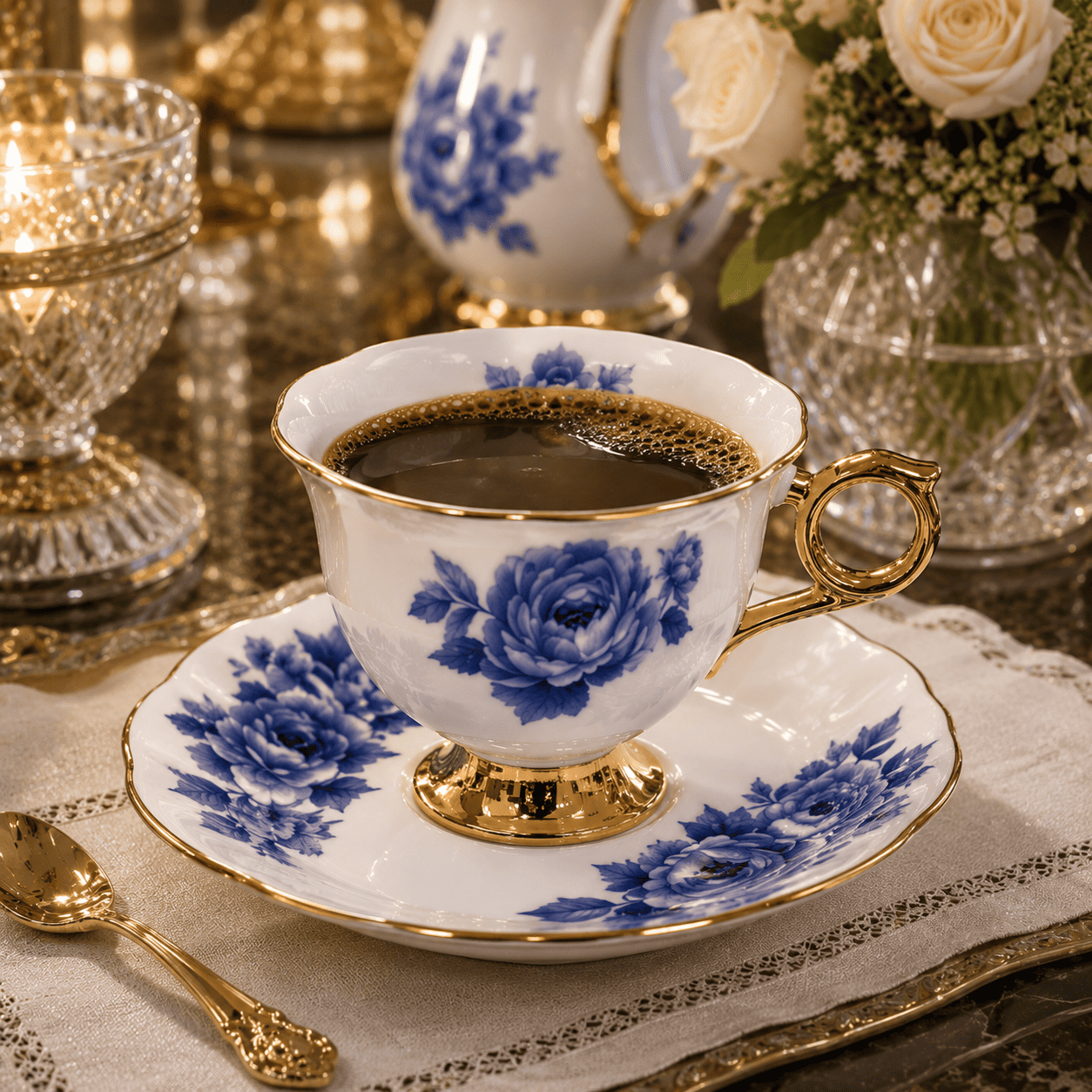 Bleu Royale - Jogo de Xícaras de Café 12 Peças em Porcelana